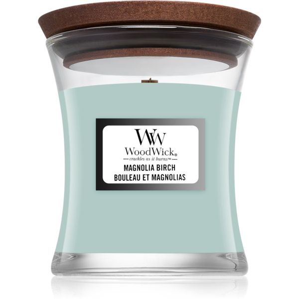 Woodwick Woodwick Magnolia Birch dišeča sveča z lesenim stenjem 85 g