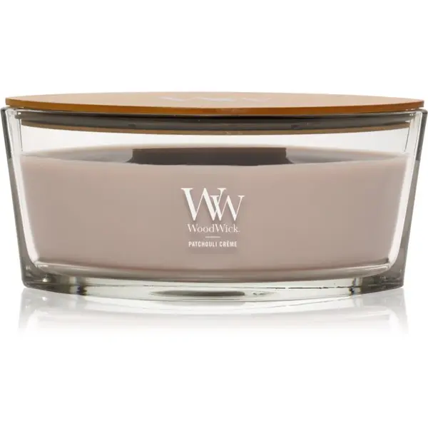 Woodwick Woodwick Opulent Wood Patchouli Creme dišeča sveča z lesenim stenjem 453.6 g