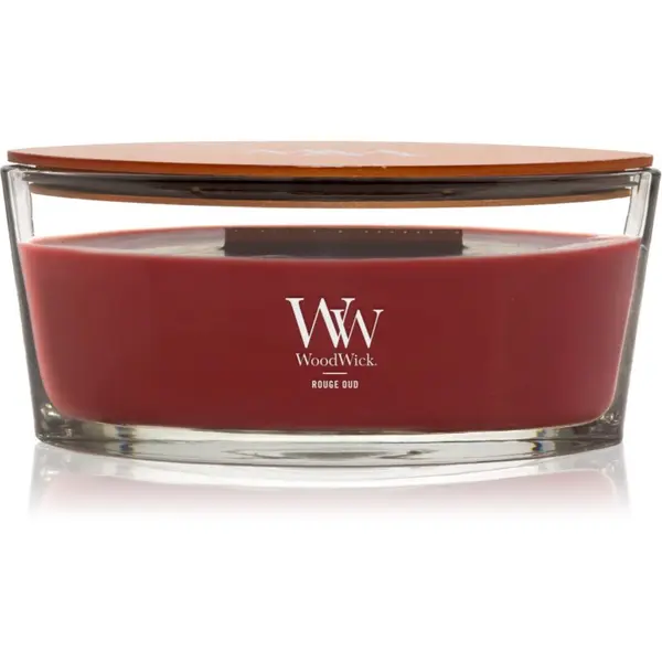 Woodwick Woodwick Opulent Wood Rouge Oud dišeča sveča z lesenim stenjem 453.6 g