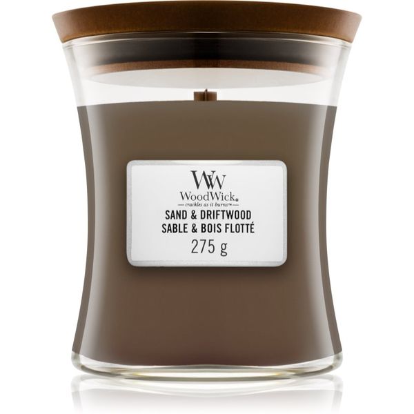 Woodwick Woodwick Sand & Driftwood dišeča sveča  z lesenim stenjem 275 g