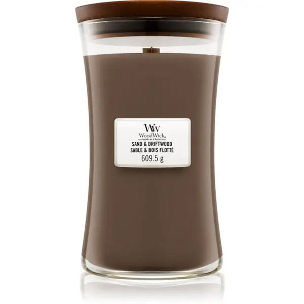 Woodwick Woodwick Sand & Driftwood dišeča sveča  z lesenim stenjem 609.5 g