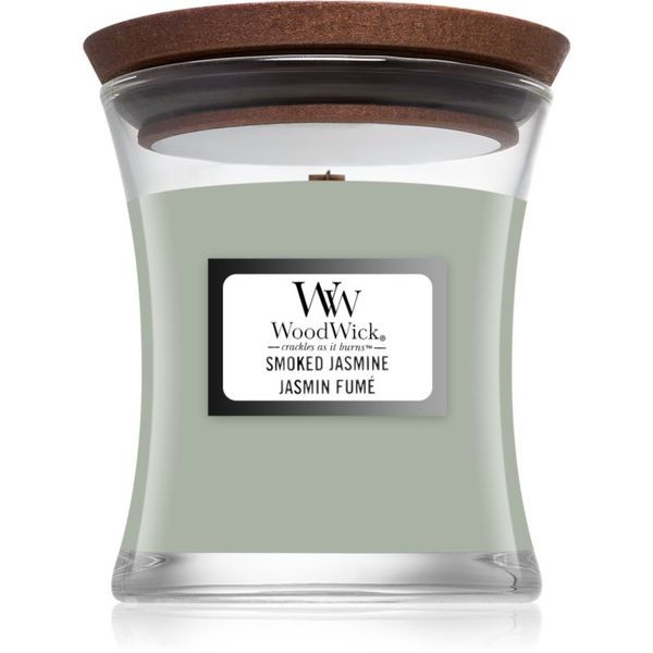 Woodwick Woodwick Smoked Jasmine dišeča sveča z lesenim stenjem 85 g