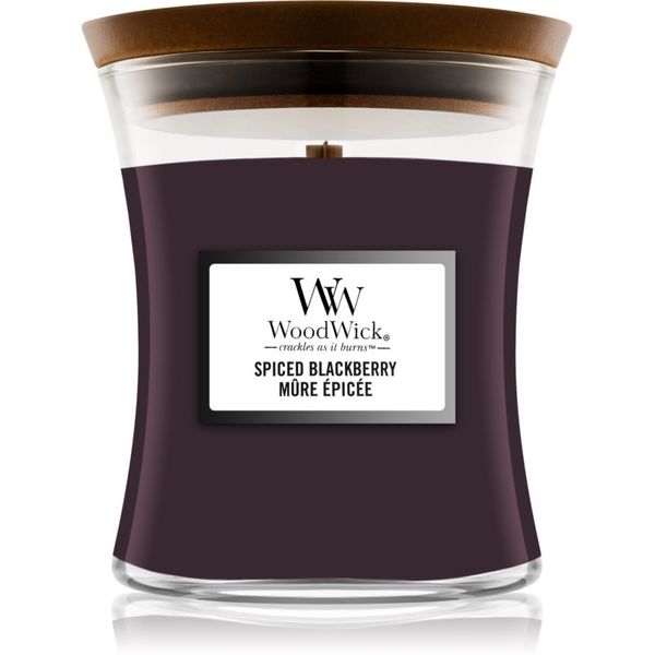 Woodwick Woodwick Spiced Blackberry dišeča sveča z lesenim stenjem 275 g