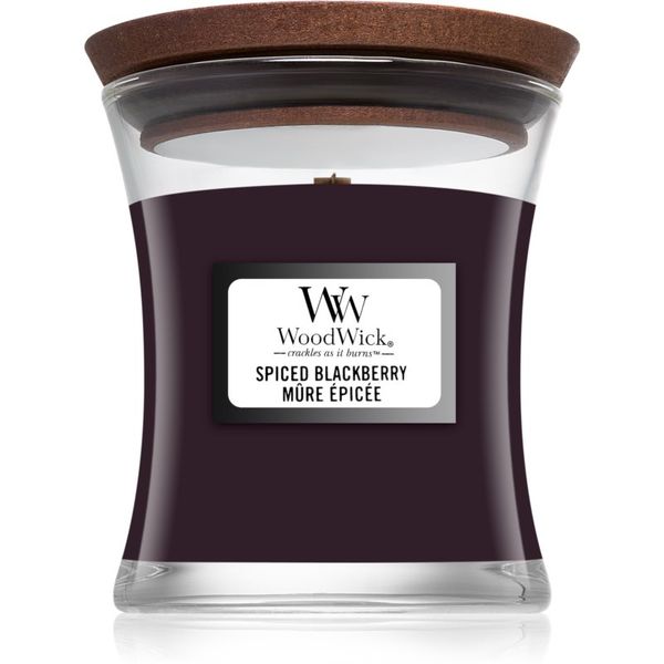 Woodwick Woodwick Spiced Blackberry dišeča sveča z lesenim stenjem 85 g