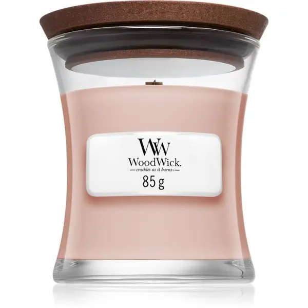 Woodwick Woodwick Vanilla & Sea Salt dišeča sveča z lesenim stenjem 85 g