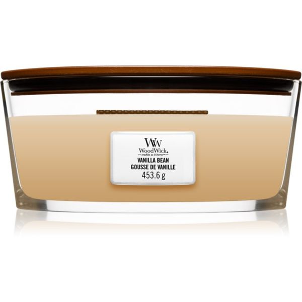 Woodwick Woodwick Vanilla Bean dišeča sveča z lesenim stenjem (hearthwick) 453.6 g
