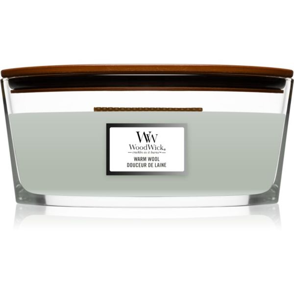 Woodwick Woodwick Warm Wool dišeča sveča z lesenim stenjem (hearthwick) 453,6 g