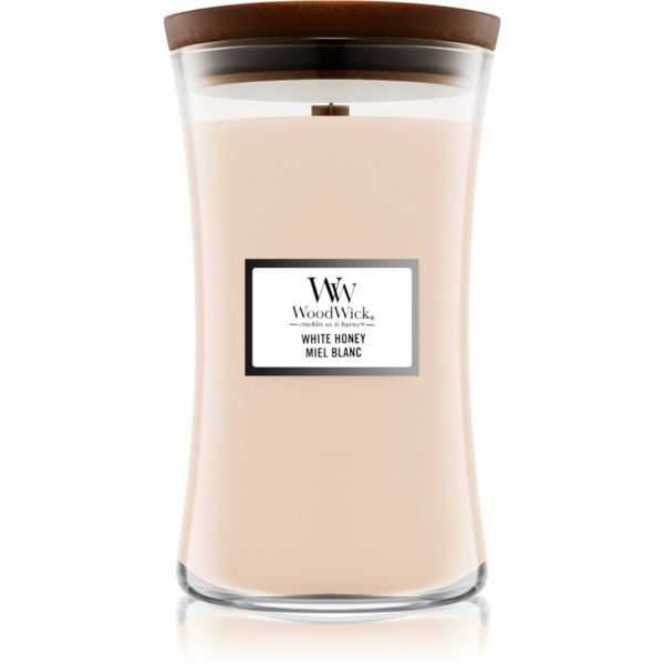 Woodwick Woodwick White Honey Miel Blanc dišeča sveča  z lesenim stenjem 609.5 g