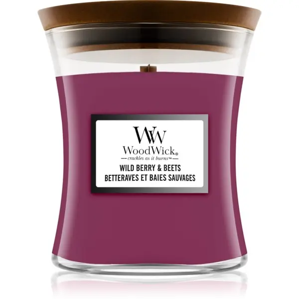 Woodwick Woodwick Wild Berry & Beets dišeča sveča z lesenim stenjem 275 g