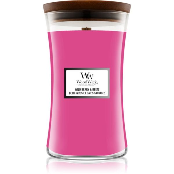 Woodwick Woodwick Wild Berry & Beets dišeča sveča z lesenim stenjem 609,5 g