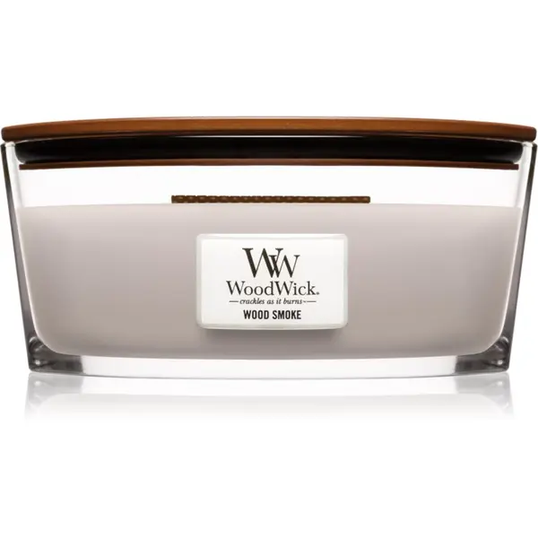 Woodwick Woodwick Wood Smoke dišeča sveča  z lesenim stenjem (hearthwick) 453.6 g