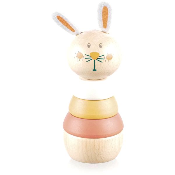 Zopa Zopa Wooden Rings Toy animal natikanka z motivom živali iz lesa Rabbit 1 kos