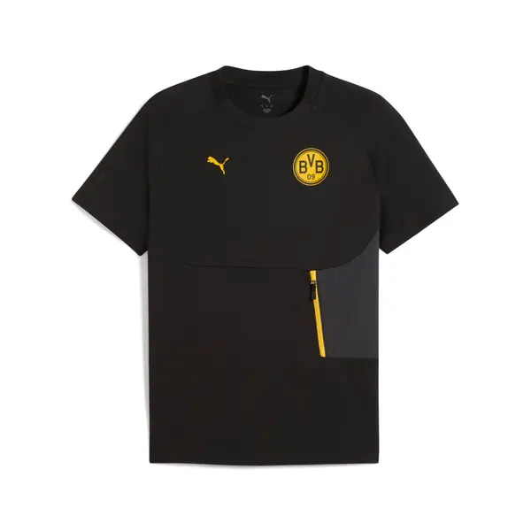 PUMA Borussia Dortmund PUMATECH Pocket Tee Men, Sport, Black/Yellow Sizzle, S