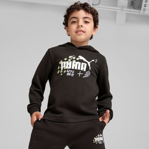 PUMA ESS+ Puma Hoodie Kids, Black, Size 7-8Y, Clothing