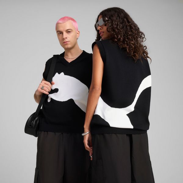 PUMA FUTURE.Puma.ARCHIVE Relaxed Graphic Knitted Vest Unisex, Black, Size XL, Clothing