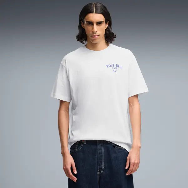 PUMA Graphic PUMA Cafe Relaxed Tee Men, Clothing, White, S