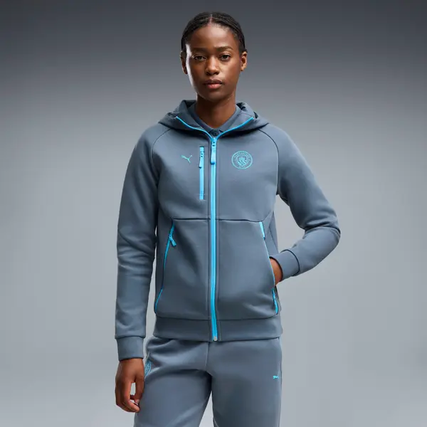 PUMA Manchester City PUMATECH Full-Zip Hoodie Women, Clothing, Evening Sky/Luminous Blue, S