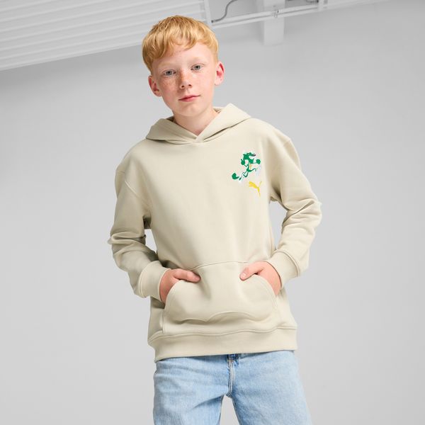 PUMA Men's DOWNTOWN SUPER Puma Hoodie Youth, Beige, Size 7-8Y, Clothing