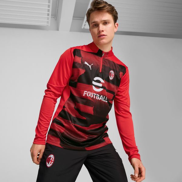 PUMA Men's Puma AC Milan Pre-match Quarter-Zip Top, Red, Size L, Clothing