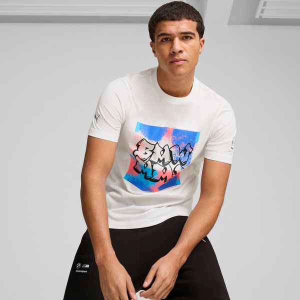 PUMA Men's Puma BMW M Motorsport Neon Energy Graphic T-Shirt, White, Size XS, Clothing