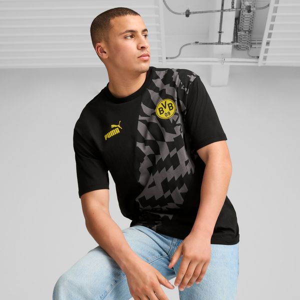 PUMA Men's Puma Borussia Dortmund ftbl CULTURE+ T-Shirt, Black, Size XS, Clothing