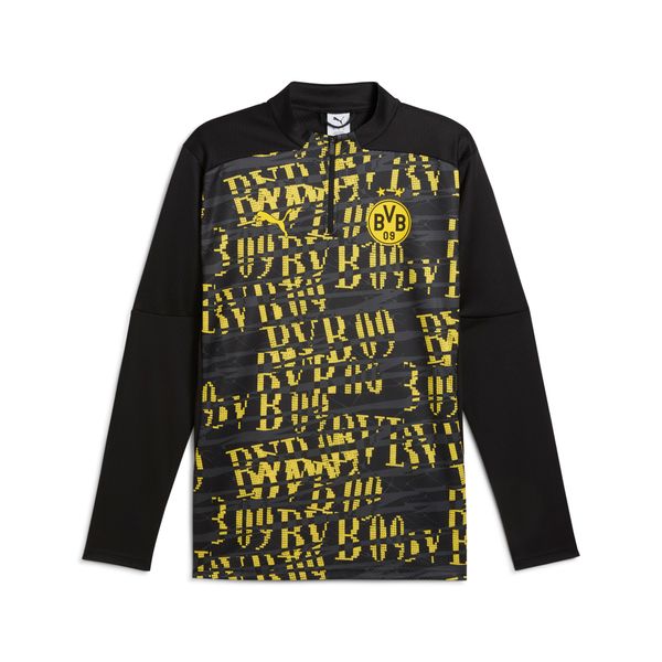 PUMA Men's Puma Borussia Dortmund Pre-match Quarter-Zip Top, Black, Size S, Sport