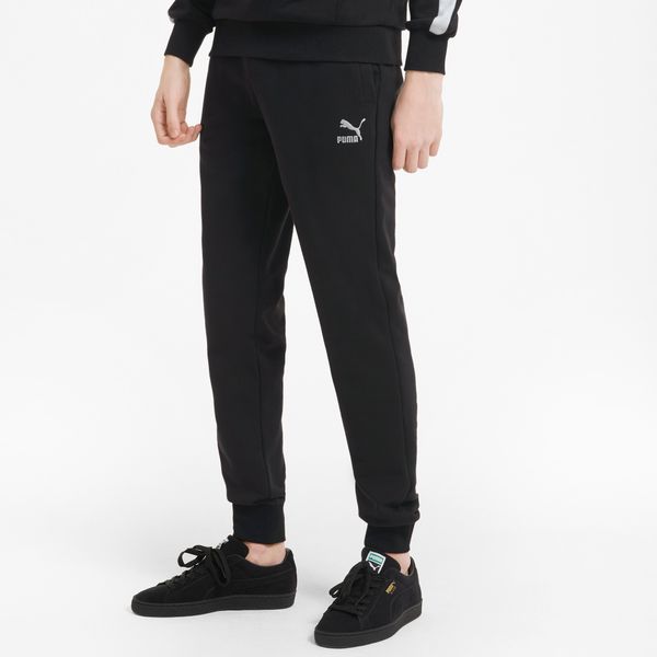 PUMA Men's Puma Classics Cuffed Sweatpants, Black, Size S, Clothing