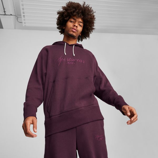 PUMA Men's Puma CLASSICS+ Relaxed Hoodie, Purple, Size XL, Clothing