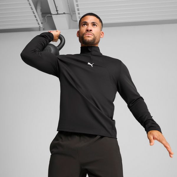 PUMA Men's Puma CLOUDSPUN Quarter-Zip Jacket Top, Black Top, Size XL Top, Clothing