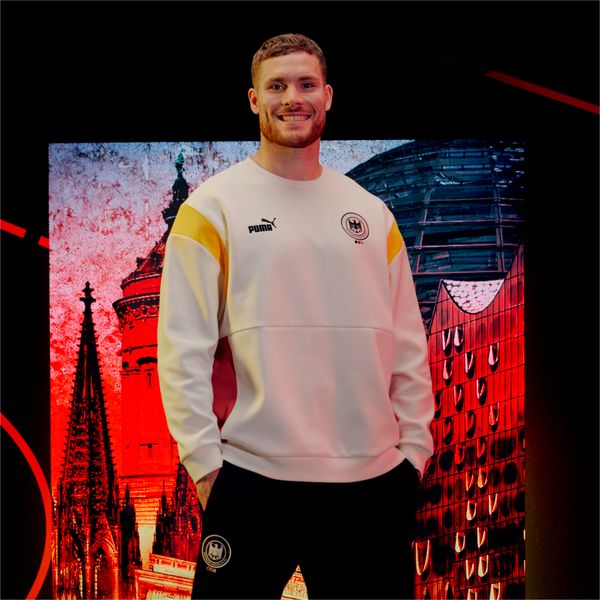 PUMA Men's Puma Deutscher Handball Bund Archive's Crew, White, Size XL, Clothing