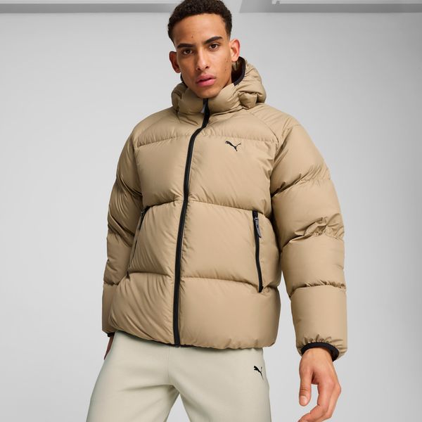 PUMA Men's Puma Down Puffer Jacket, Beige, Size S, Clothing