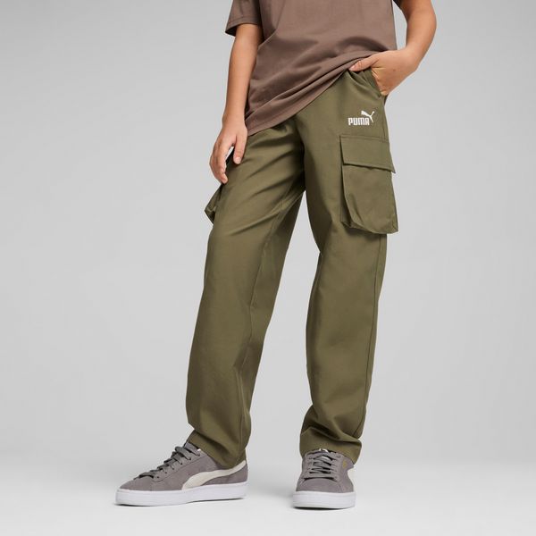PUMA Men's Puma ESS No. 1 Logo Woven Cargo Pants Youth, Green, Size 11-12Y, Clothing