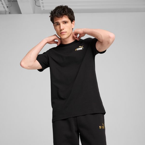 PUMA Men's Puma ESS TAPE MINIMAL GOLD T-Shirt, Black, Size XL, Clothing