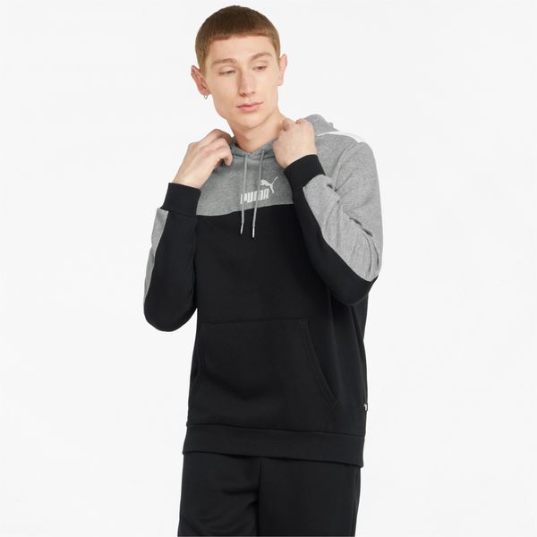 PUMA Men's Puma Essentials+ Block Hoodie, Black, Size M, Clothing