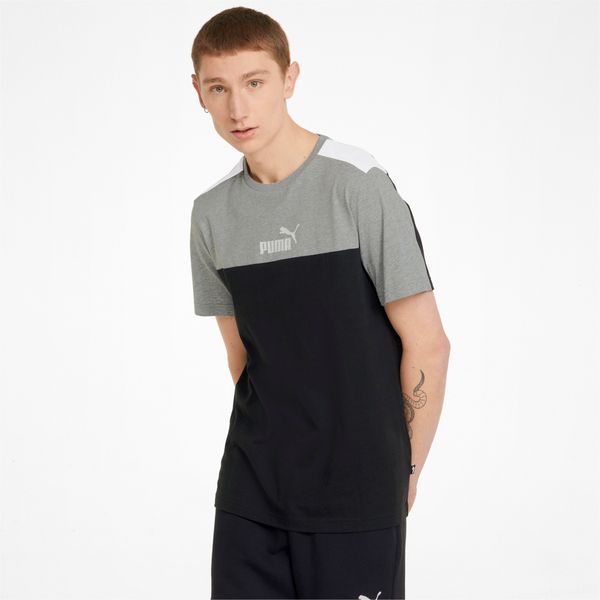 PUMA Men's Puma Essentials+ Block T-Shirt, Black, Size M, Clothing