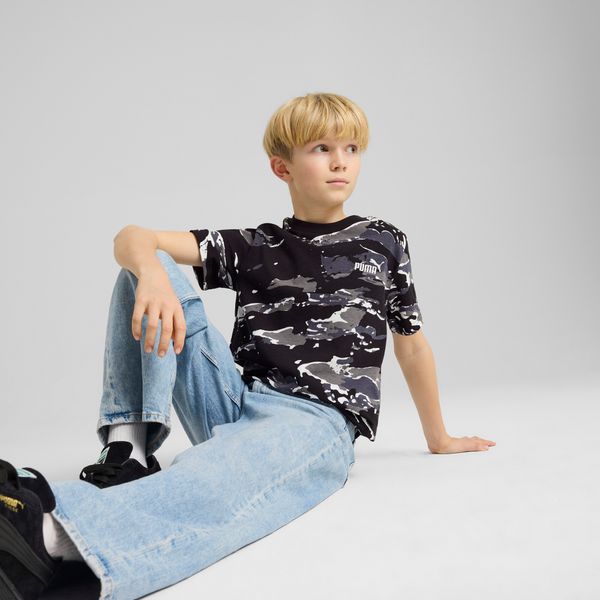 PUMA Men's Puma Essentials Camo Tee Youth, Black, Size 5-6Y, Clothing
