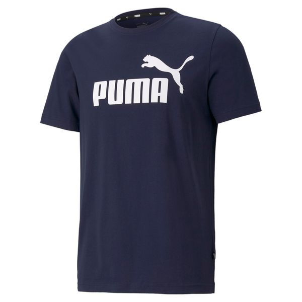 PUMA Men's Puma Essentials Logo T-Shirt, Blue, Size L, Clothing