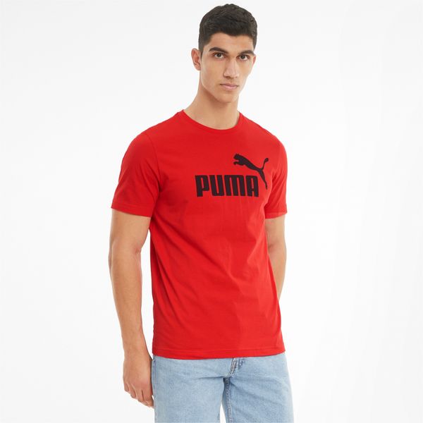 PUMA Men's Puma Essentials Logo T-Shirt, Red, Size S, Clothing