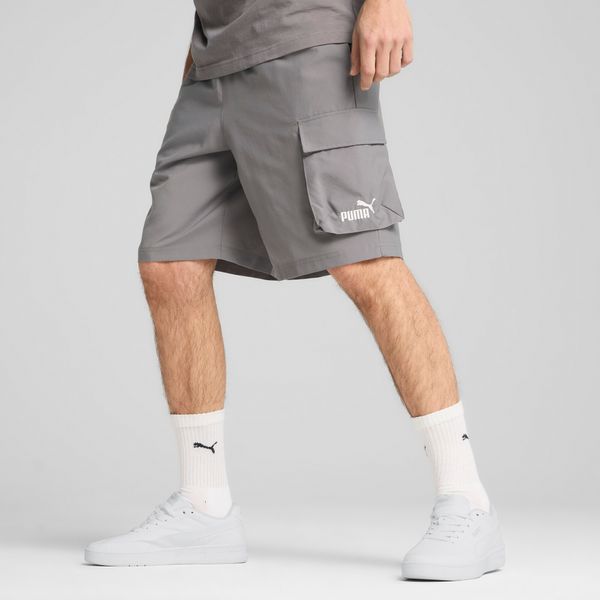 PUMA Men's Puma Essentials No.1 Logo Woven Cargo 9" Shorts, Gray, Size XL, Clothing