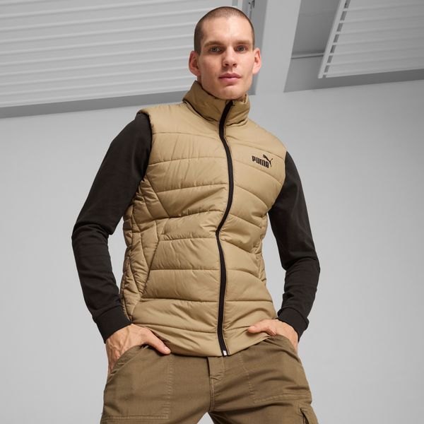 PUMA Men's Puma Essentials Padded Vest, Beige, Size S, Clothing