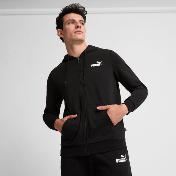 PUMA Men's Puma Essentials Small Logo Full-Zip Hoodie, Black, Size S, Clothing