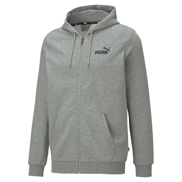 PUMA Men's Puma Essentials Small Logo Full-Zip Hoodie, Gray, Size S, Clothing