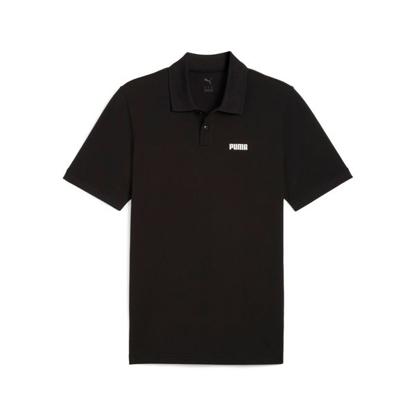 PUMA Men's Puma Essentials Small Logo Pique Polo T-Shirt, Black T-Shirt, Size M T-Shirt, Clothing