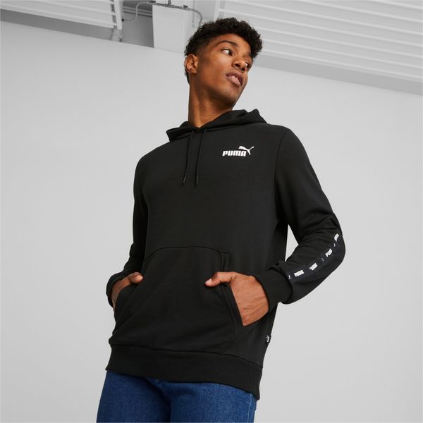 PUMA Men's Puma Essentials+ Tape Hoodie, Black, Size M, Clothing