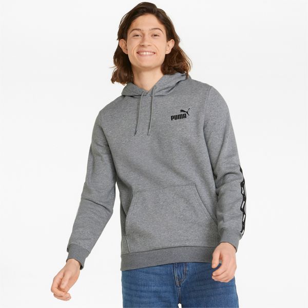 PUMA Men's Puma Essentials+ Tape Hoodie, Gray, Size M, Clothing