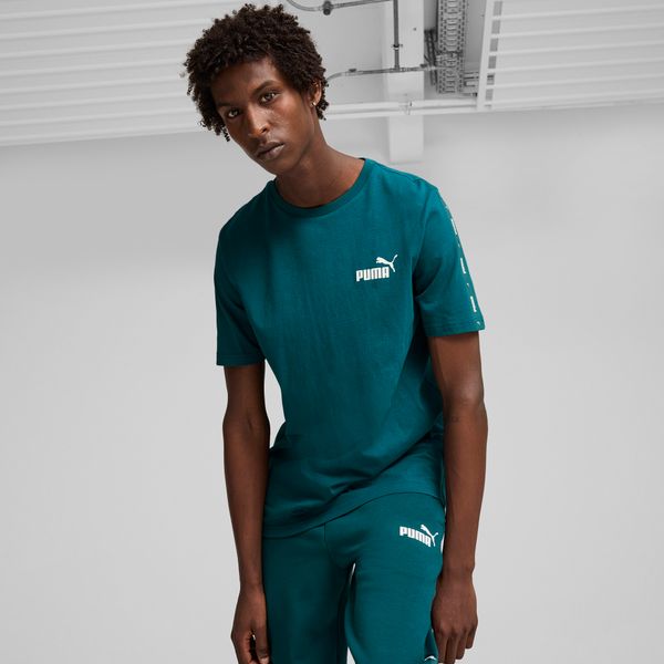 PUMA Men's Puma Essentials+ Tape T-Shirt, Green, Size XS, Clothing