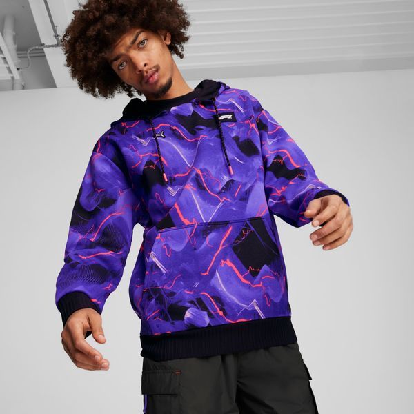 PUMA Men's Puma F1Â® Neon Energy All-Over Print Hoodie, Black, Size XXL, Clothing