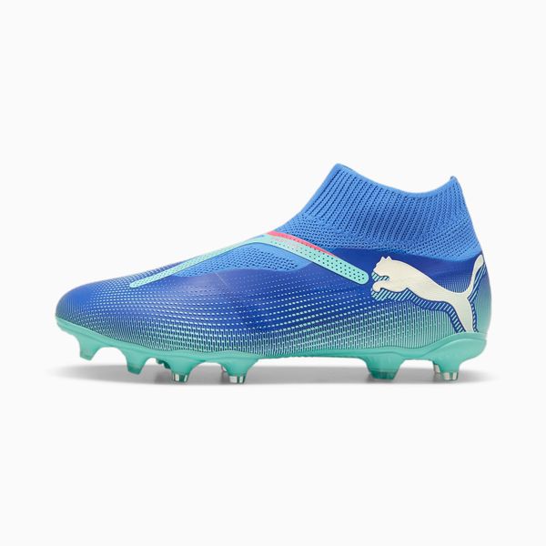 PUMA Men's PUMA Future 7 Match+ FG/AG Laceless Football Boots, Bluemazing/White/Electric Peppermint