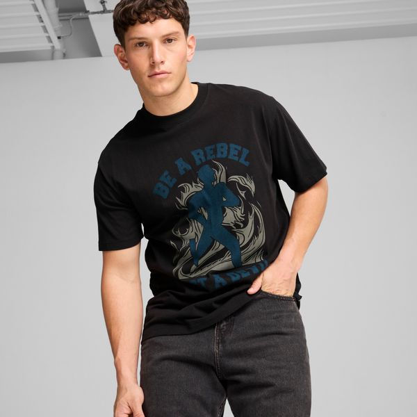 PUMA Men's Puma GRAPHICS "Rebel" T-Shirt, Black, Size M, Clothing