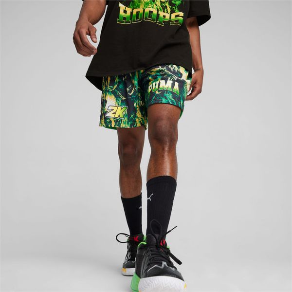 PUMA Men's PUMA Hoops x 2K Shorts, Green/Black/AOP